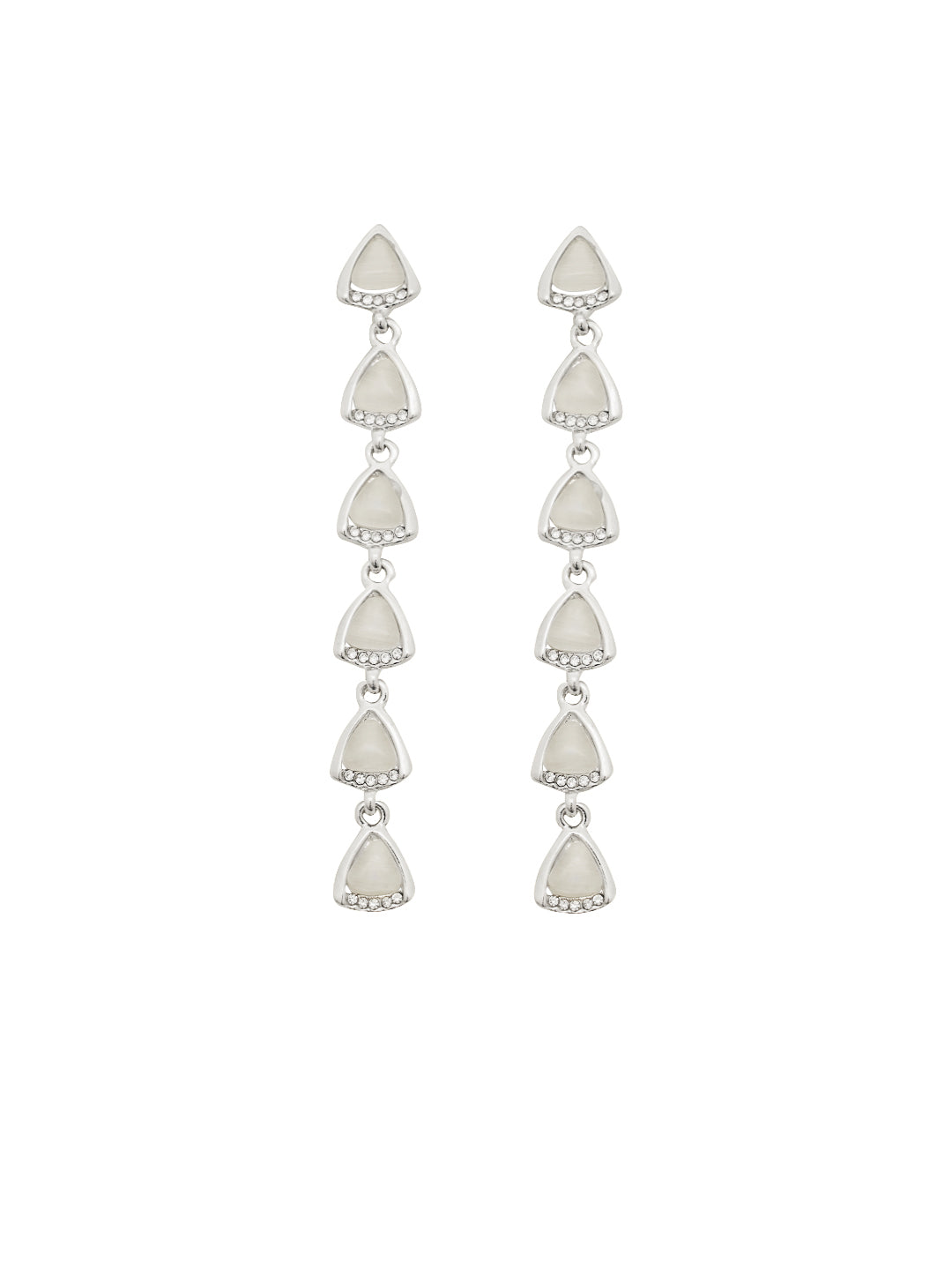 Silver Pearl Long Dangler Earrings