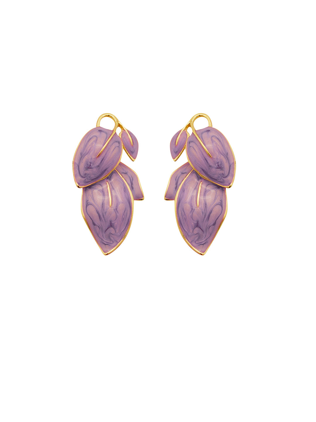 Gold Plated Purple Leaf Earrings