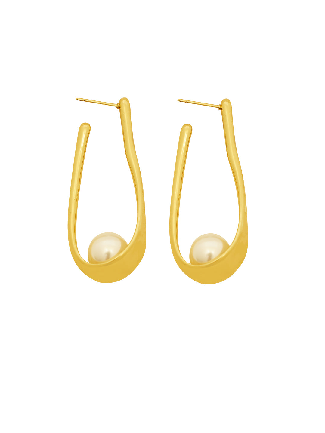 18K Gold Plated Pearl Loop Earrings