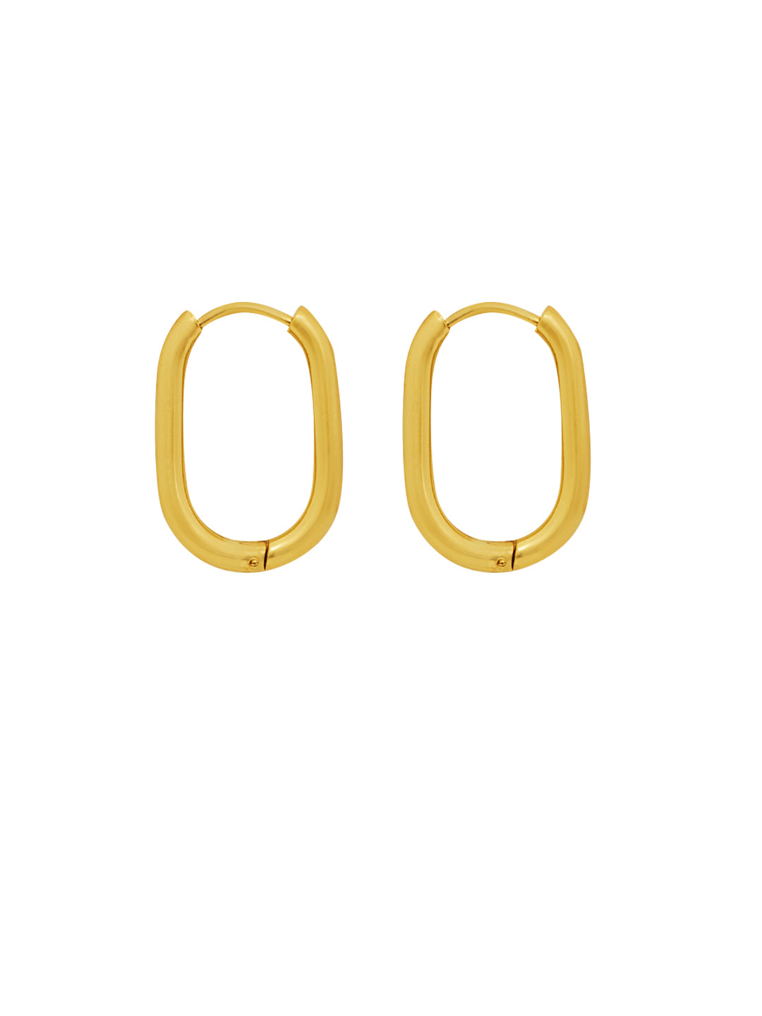 18K Gold Plated Oval Ear Hoop Earrings