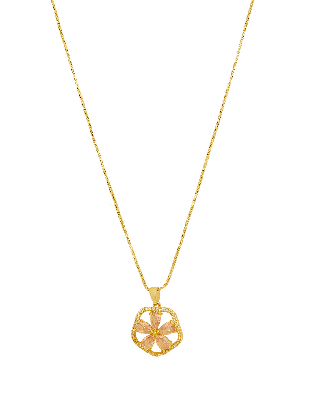 Zirconia Flower Pendant Necklace
