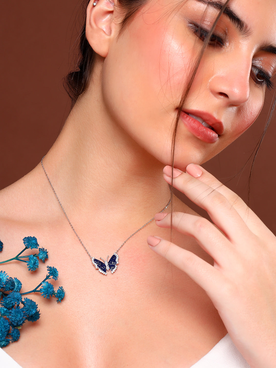 Sterling Silver Blue Butterfly Necklace