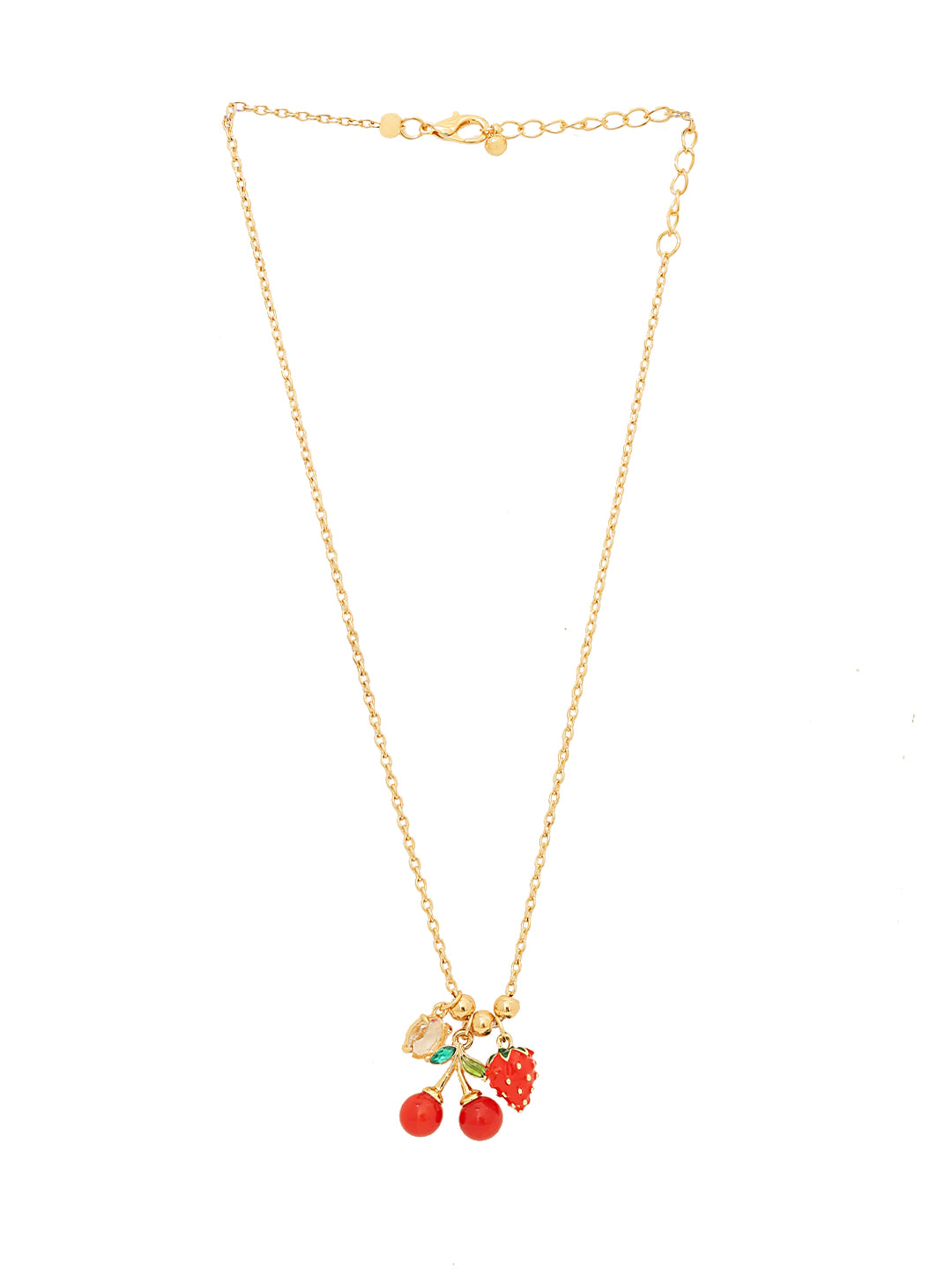 Gold Plated Cheery Fruits Necklace