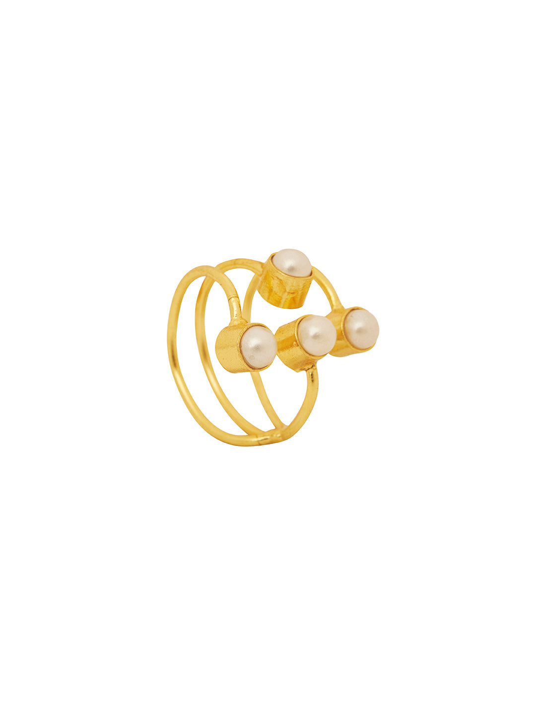18k Gold Plated Brass Pearl embedded Finger Ring