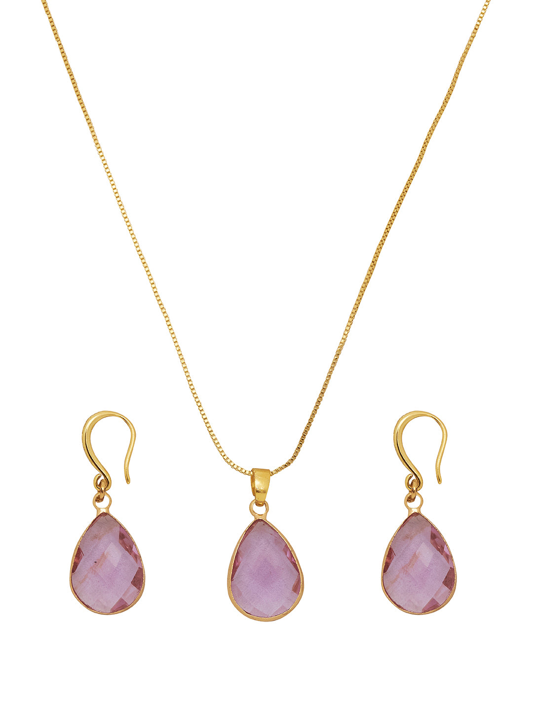 Gold Plated Anti Tarnish Stainless Steel Zirconia Pendant set