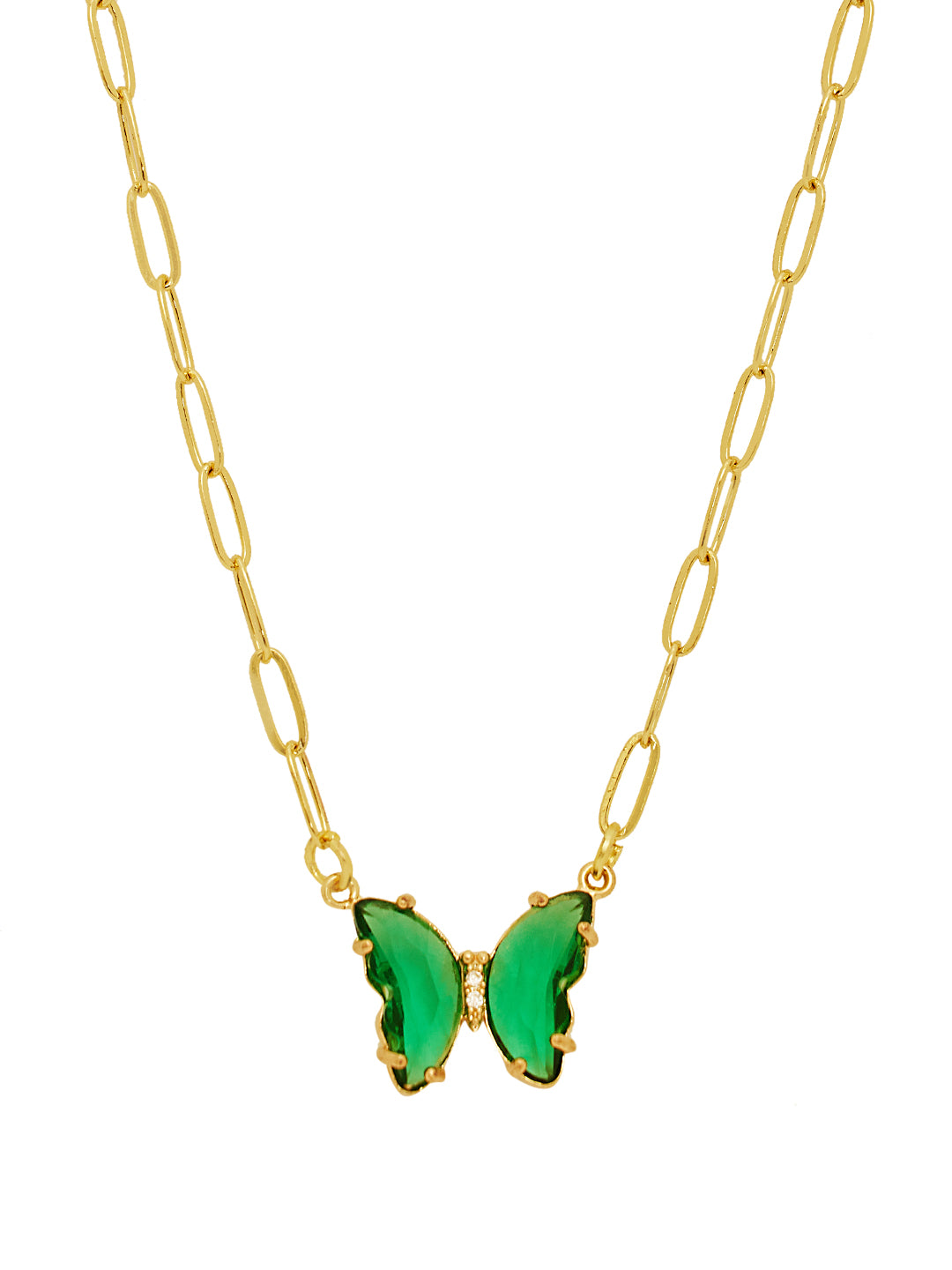 Gold Plated Crystal Butterfly Necklace