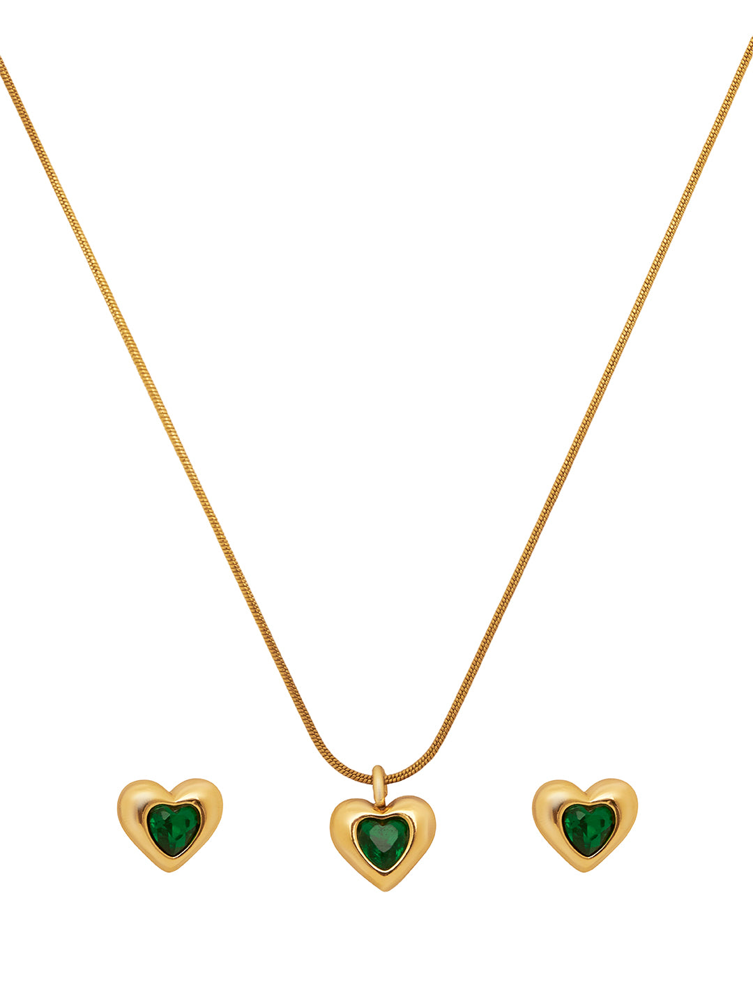 Gold Palted Anti-Tarnish Stainless Steel Charming Heart Set Link Chain