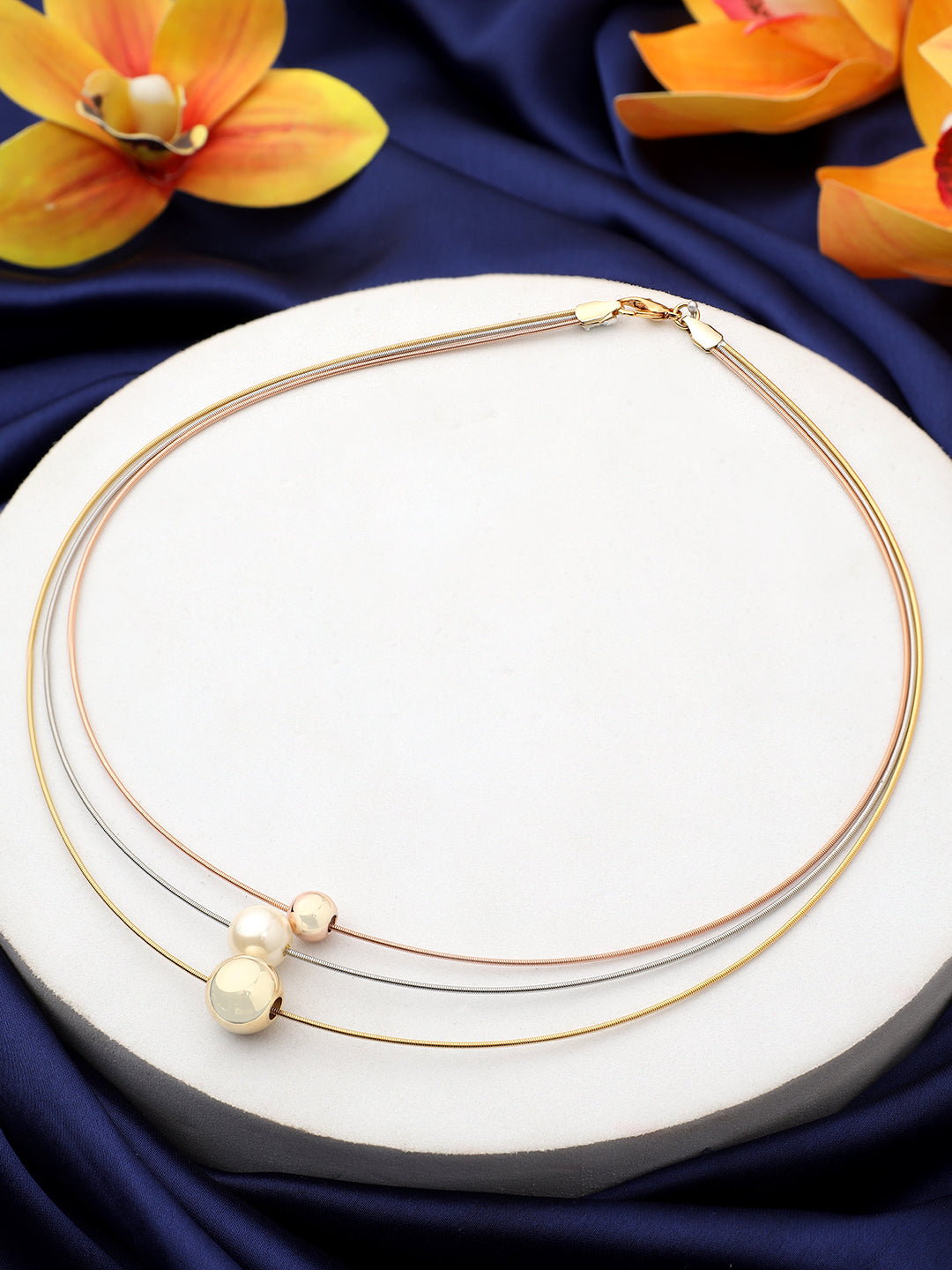 Minimal String Pattern Gold Platinum Plated Necklace