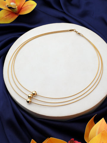 Minimal String Pattern Gold Plated Necklace