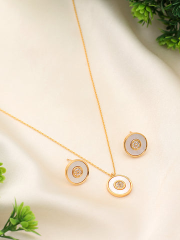 Round White Gold Plated Necklace