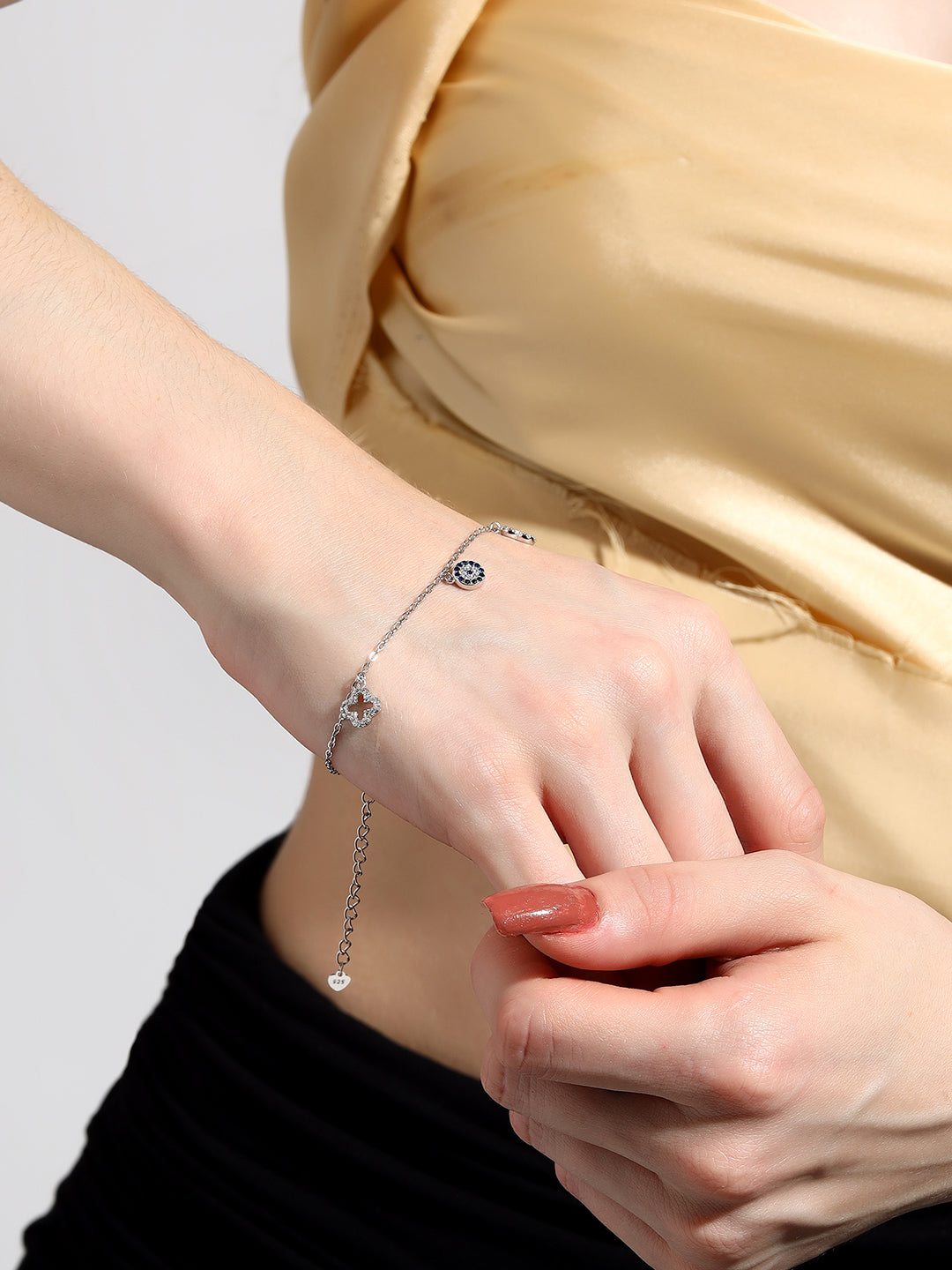 Silver Blue Butterfly Charms Bracelet