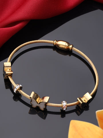 Round Butterfly Charms Gold Plated Bracelet