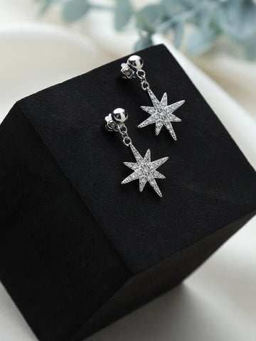 Sterling Silver Sparkling Stars Earrings