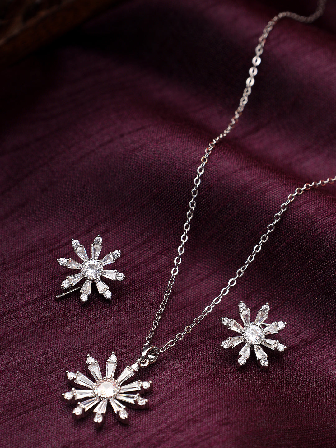 Sunflower Crystal Platinum Plated Necklace