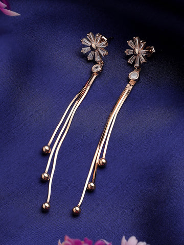 Hanging Charms Rose Gold Sterling Silver Earrings