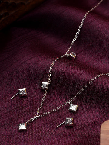 Minimal Square Patterned Platinum Plated Necklace