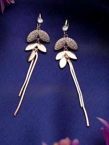 Hanging Leaves Rose Gold Sterling Silver Earrings