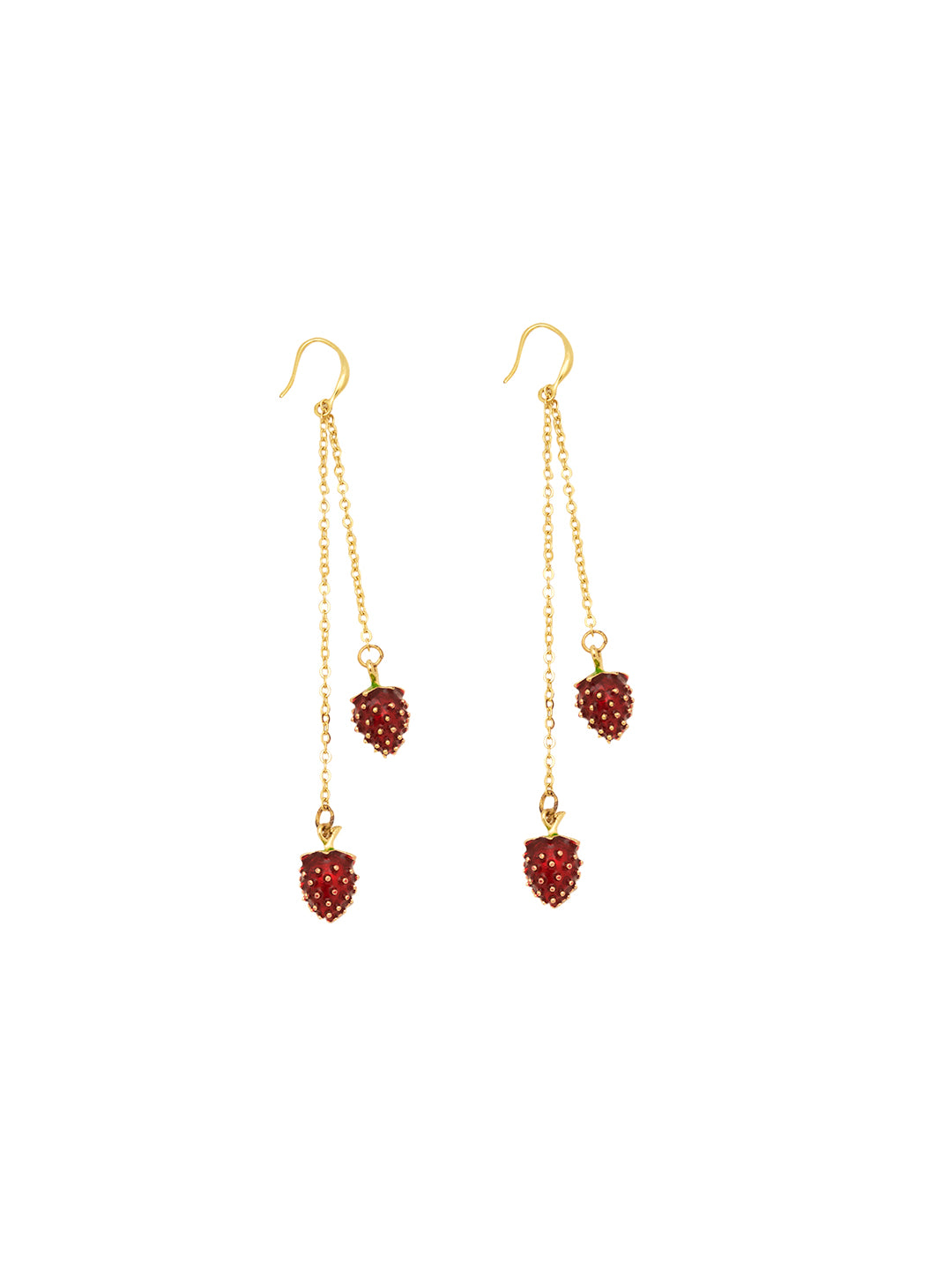 Gold Plated Anti-Tarnish Stainless Steel Strawberry Drop Earrings