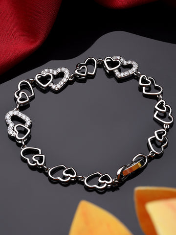 Silver Plated Heart Chain Bracelet