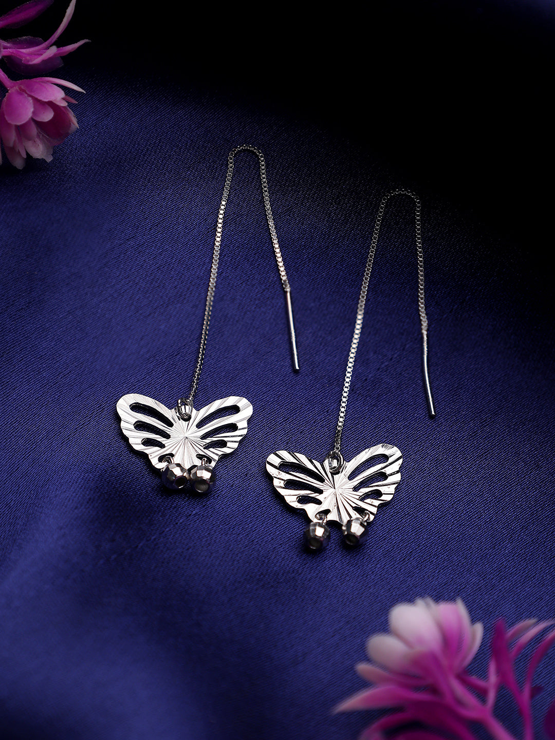 Sterling Silver Hanging Butterfly Earrings