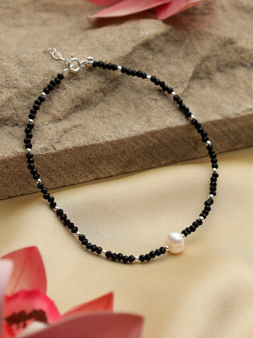 Black Pearl Sterling Silver Anklet 2 Piece