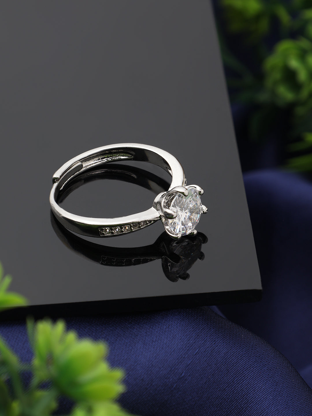 Princess Cut Zirconia Platinum Plated Ring