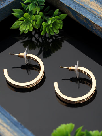 Round Cut Zirconia Stone Gold Plated Earrings