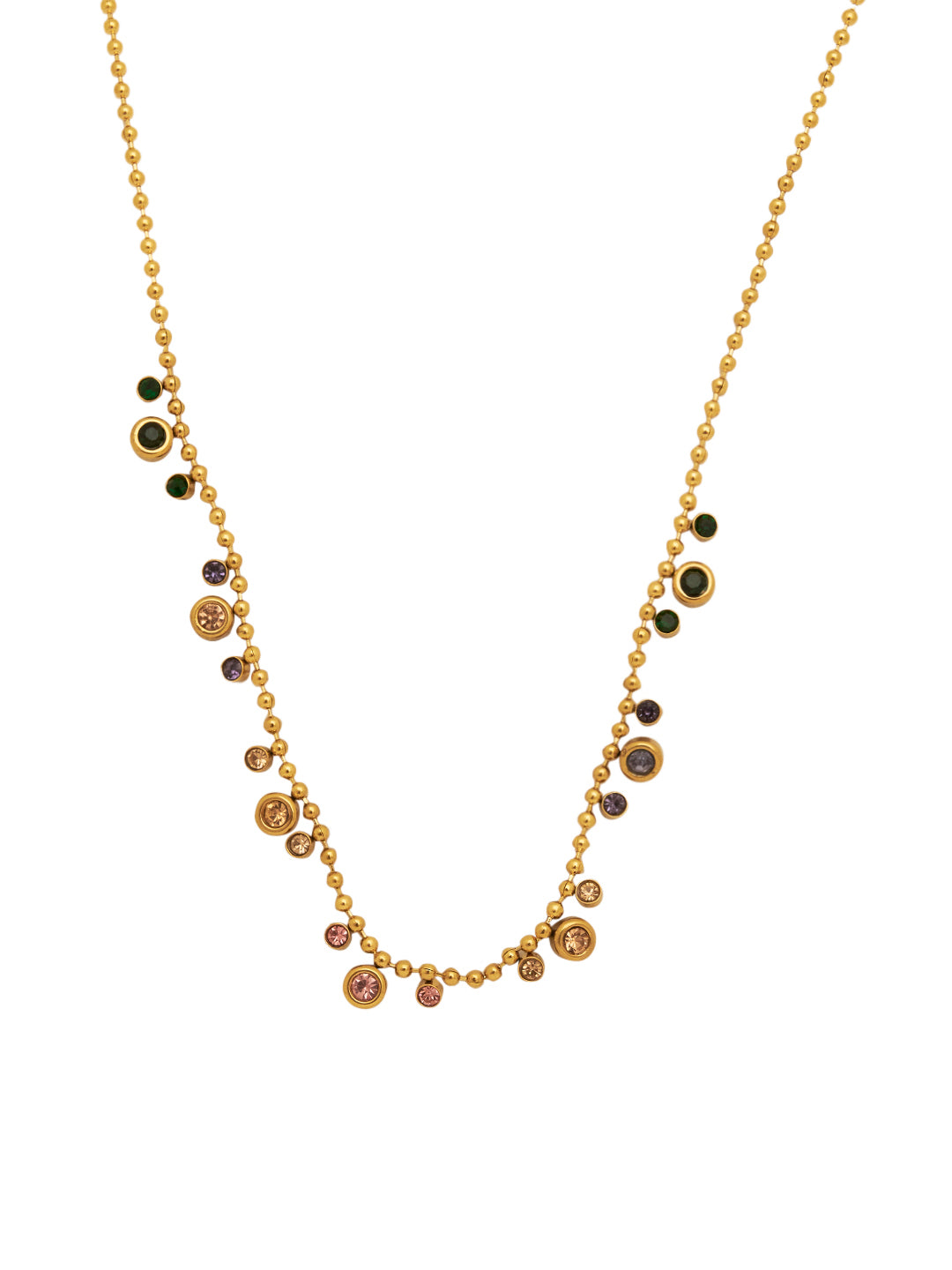 Gold Plated Anti Tarnish Stainless Steel Stoned Necklace