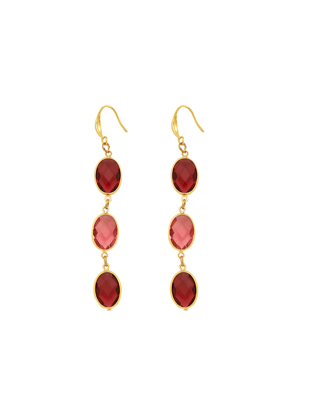 Gold Plated Anti-Tarnish Stainless Steel Cheery Red Drop Earrings