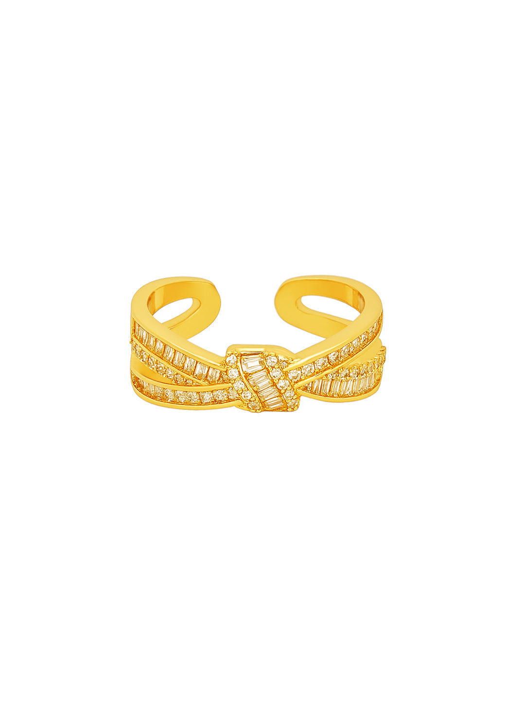 Gold Plated Zirconia Bow Finger Ring