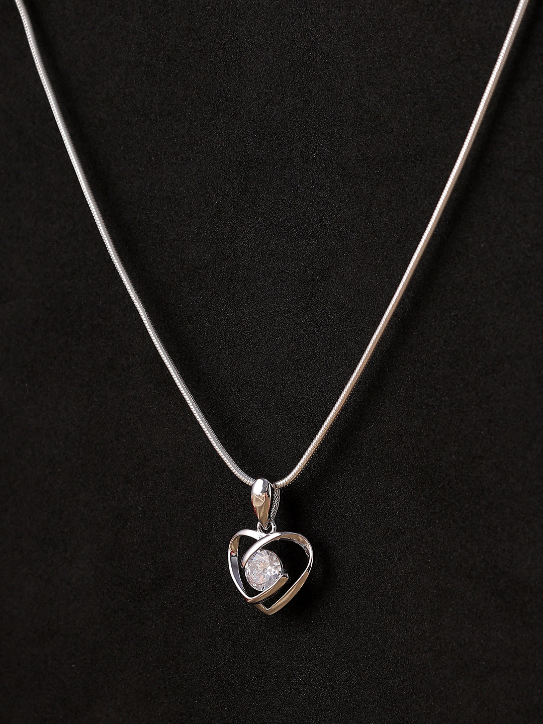 Sterling Silver Heart Stone Charm Pendant