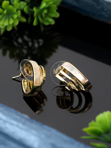 Curled Stripe Pattern Gold Plated Earrings