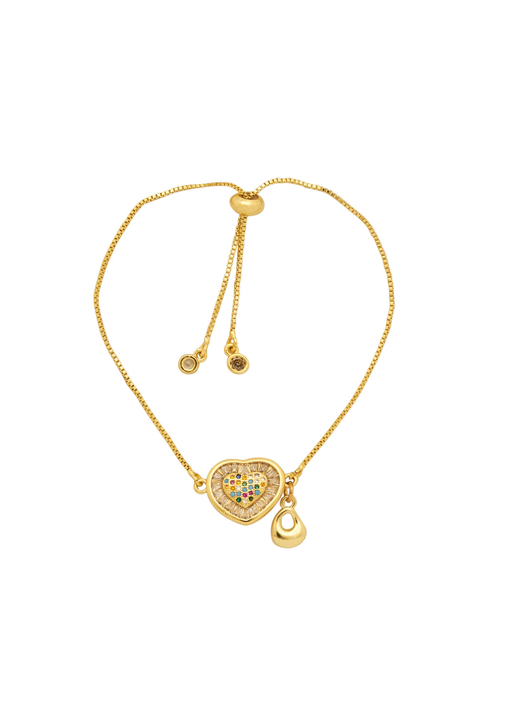 Gold Plated Anti-Tarnish Zirconia Heart Wrap-around Bracelet