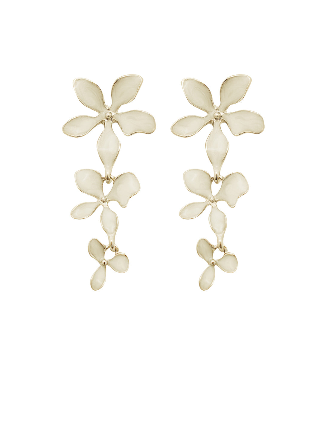 White Designer Flower Dangler Earrings