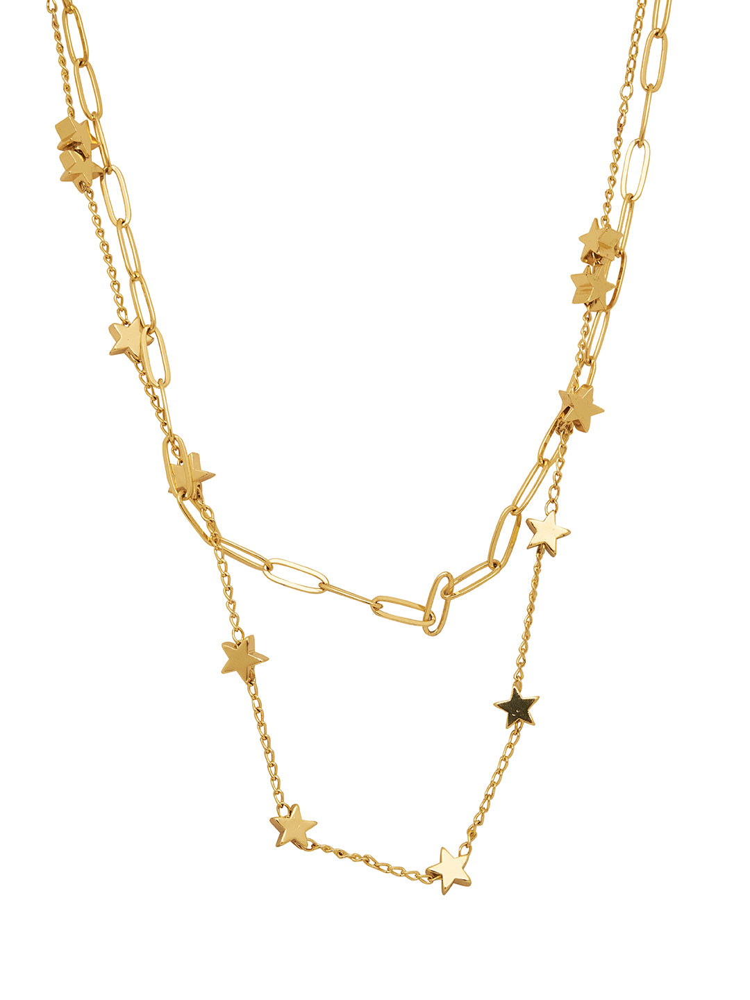 Gold Plated Anti-Tarnish Stainless Steel Star Constellation Double Layered Necklace