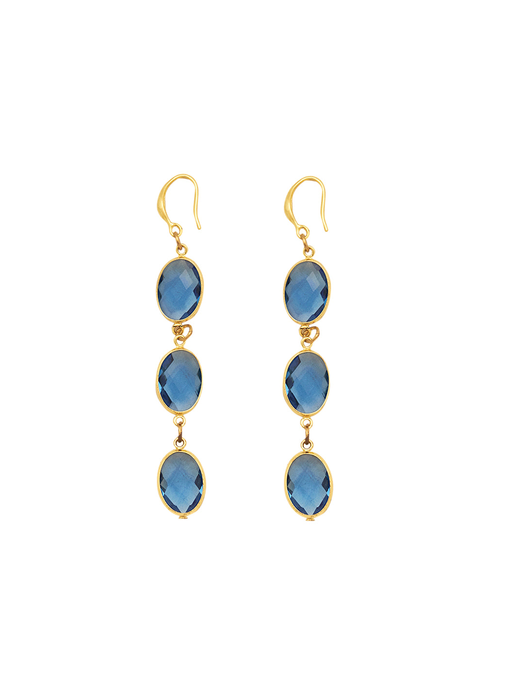 Gold Plated Anti-Tarnish Stainless Steel Blue Drop Earrings