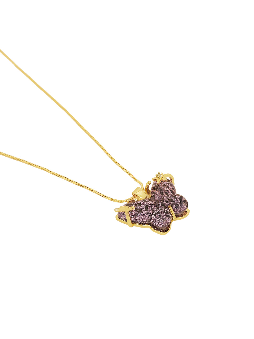 Gold Plated purple Butterfly Necklace
