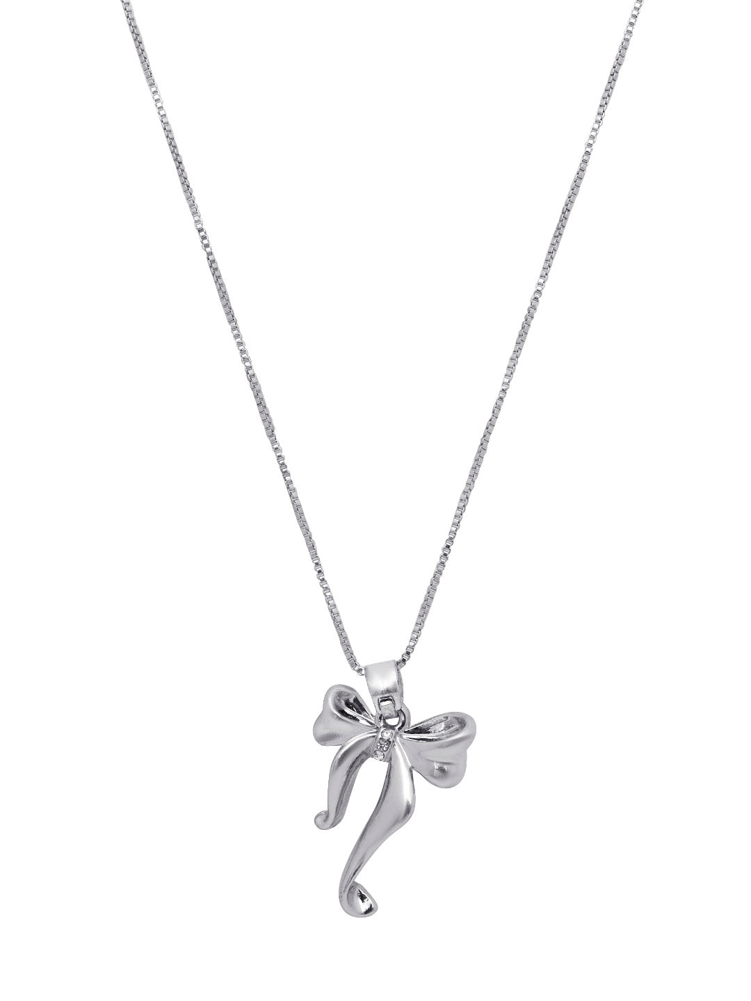 Silver Plated Anti-Tarnish Stainless Steel Bow Shaped Necklace