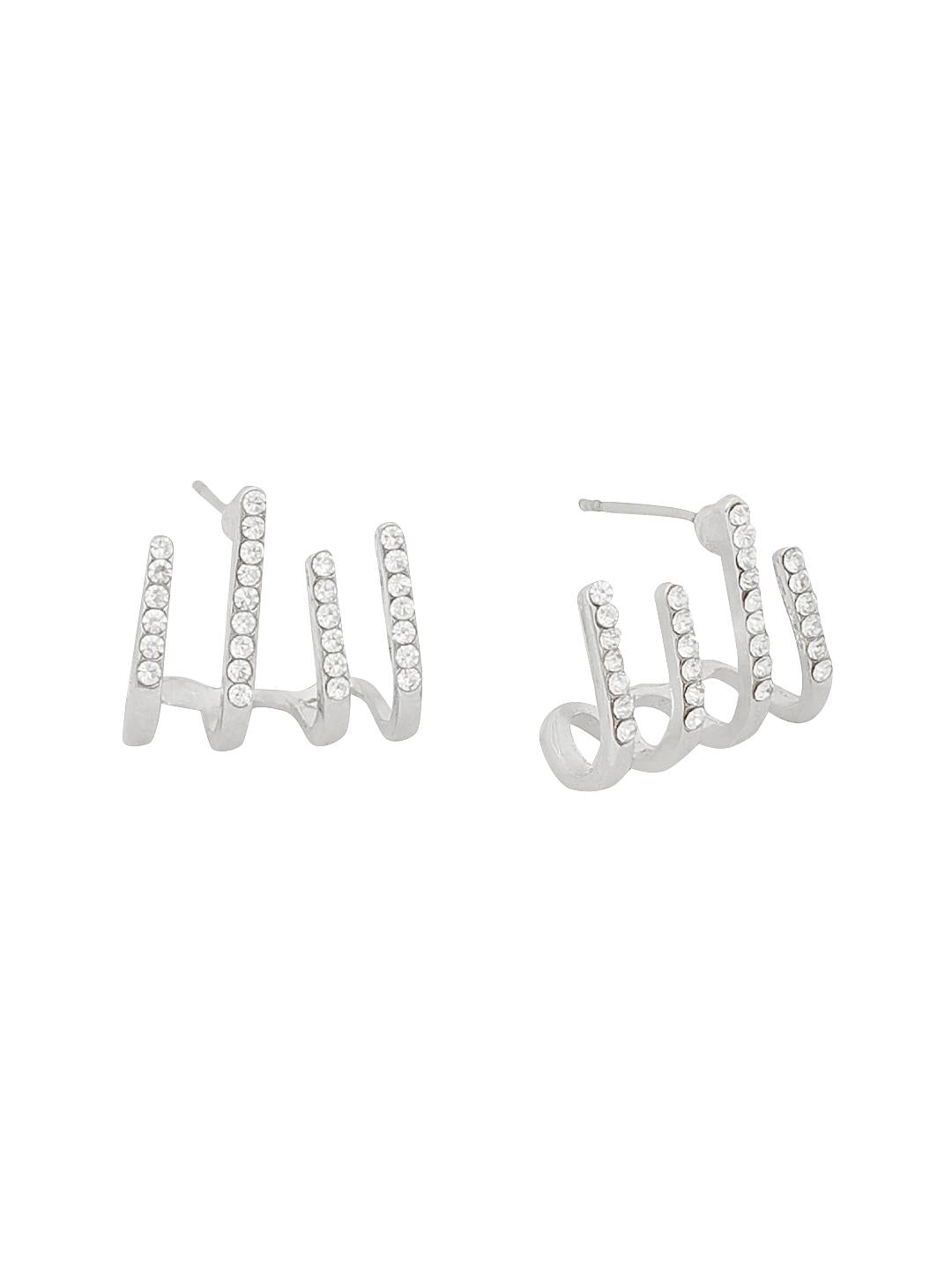 Silver Plated 14K Zirconia Loop Earrings