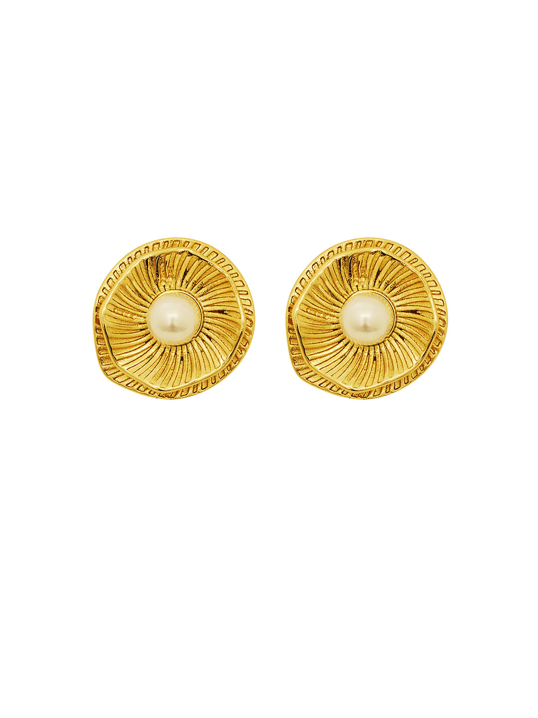 14K Gold Plated Pearl Ear Studs Earrings