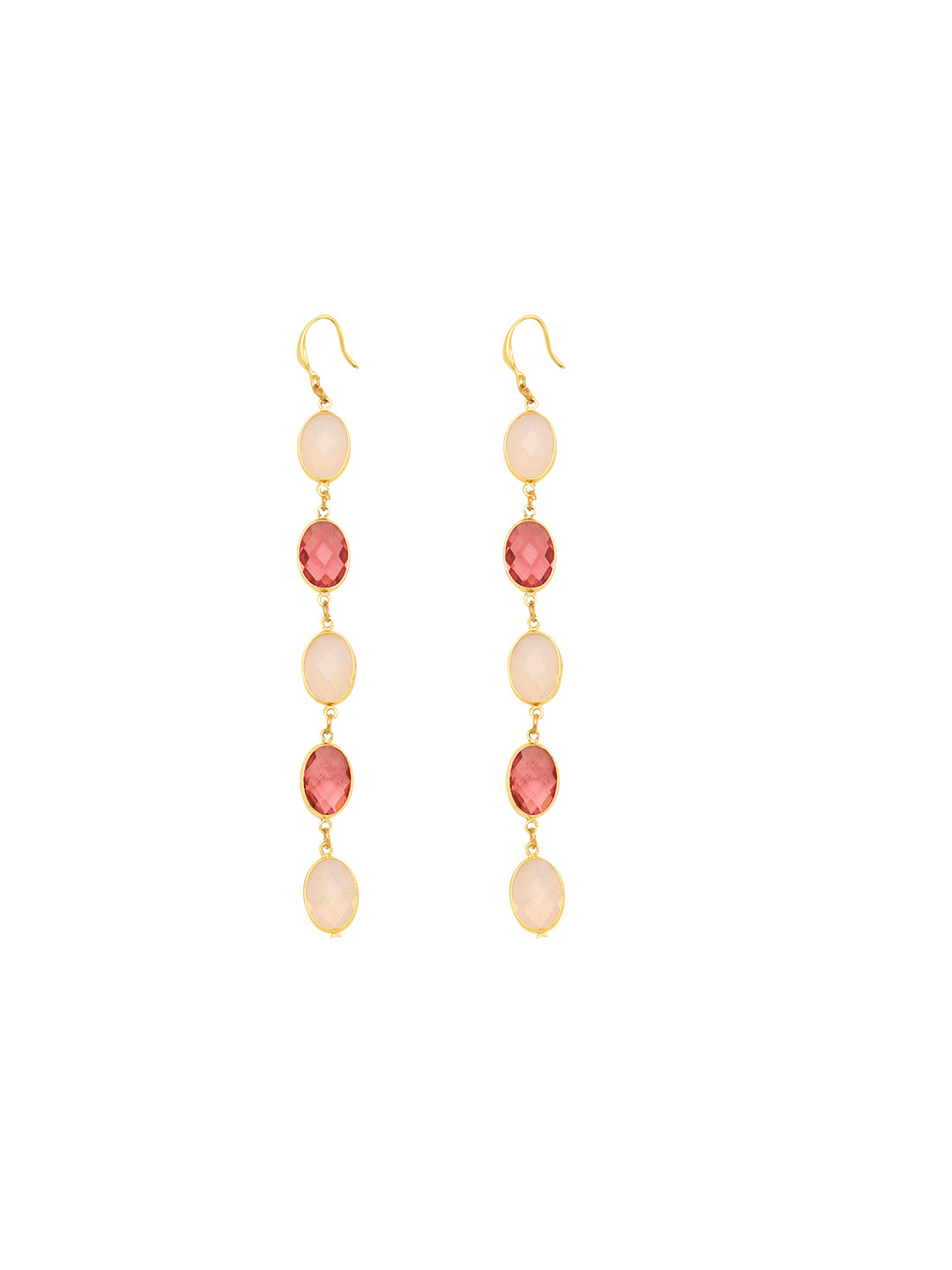 Gold Plated Anti-Tarnish Stainless Steel Cubic Zirconia Peach Pink Earrings