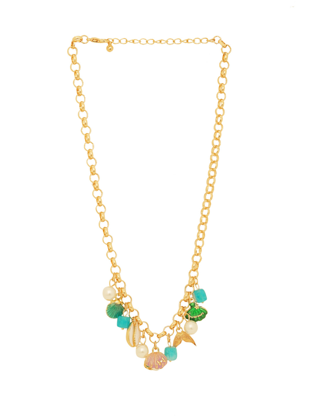 Gold Plated Sea Charms Necklace