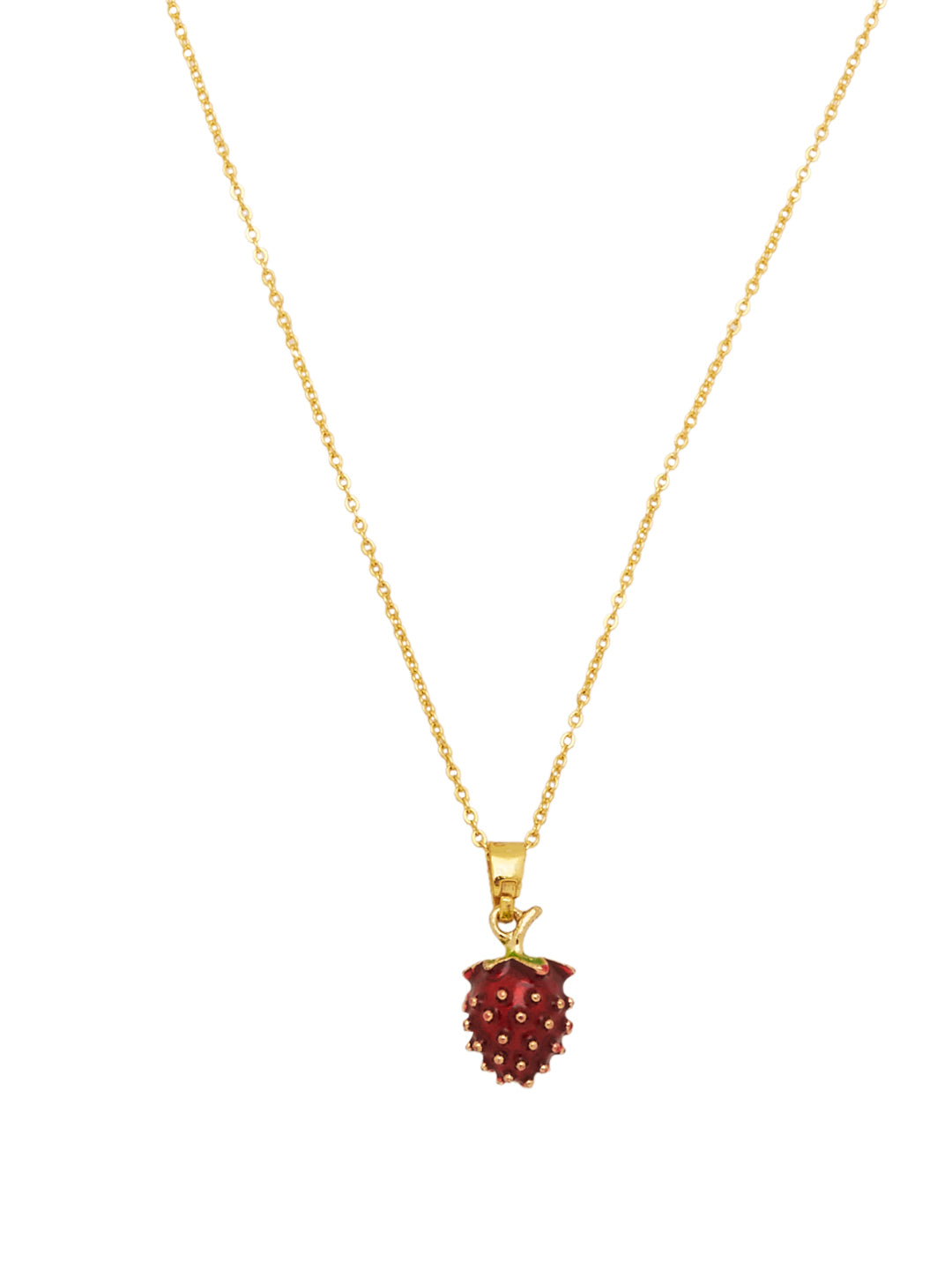 Gold Plated Anti-Tarnish Stainless Steel Strawberry Charm Link Necklace