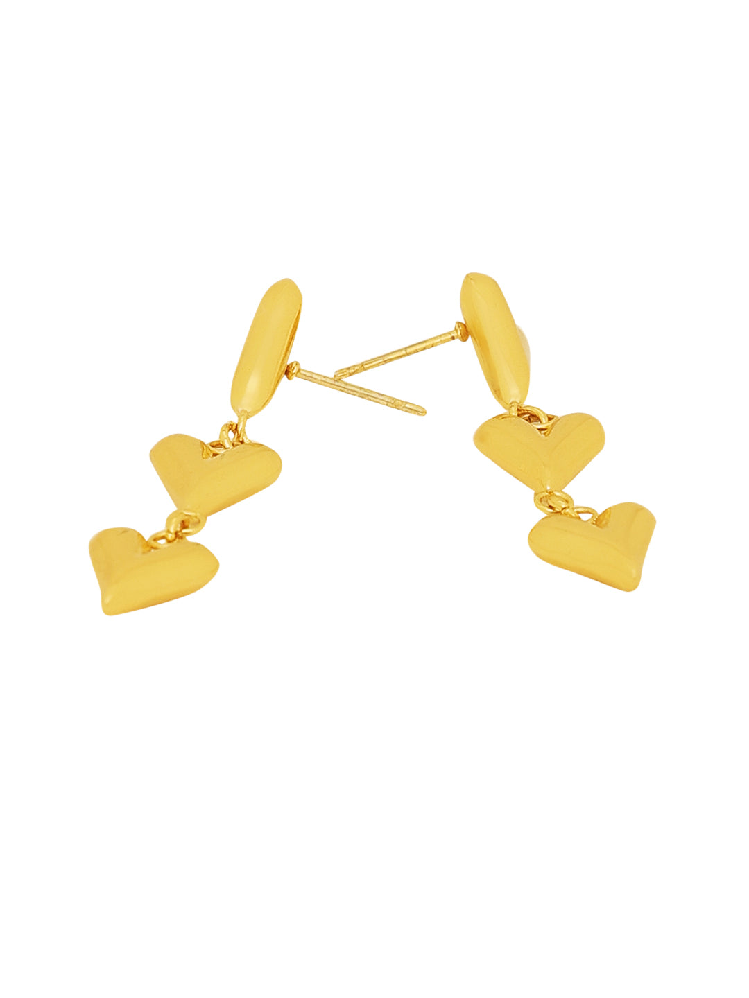 Gold Plated 18K Dangling Hearts Earrings