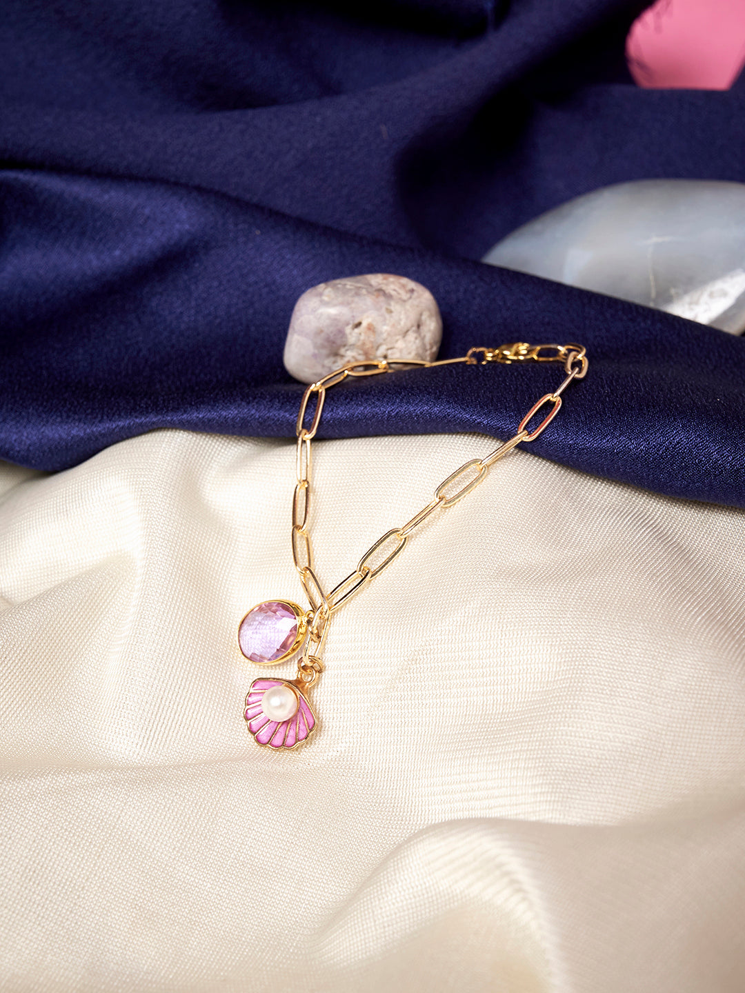 Gold Plated Anti-Tarnish Zirconia Link Bracelet