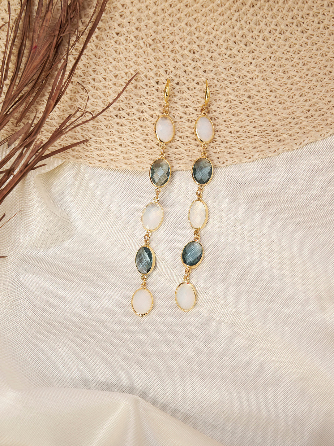 Gold Plated Anti -Tarnish Stainless Steel Cubic Zirconia Drop Earrings