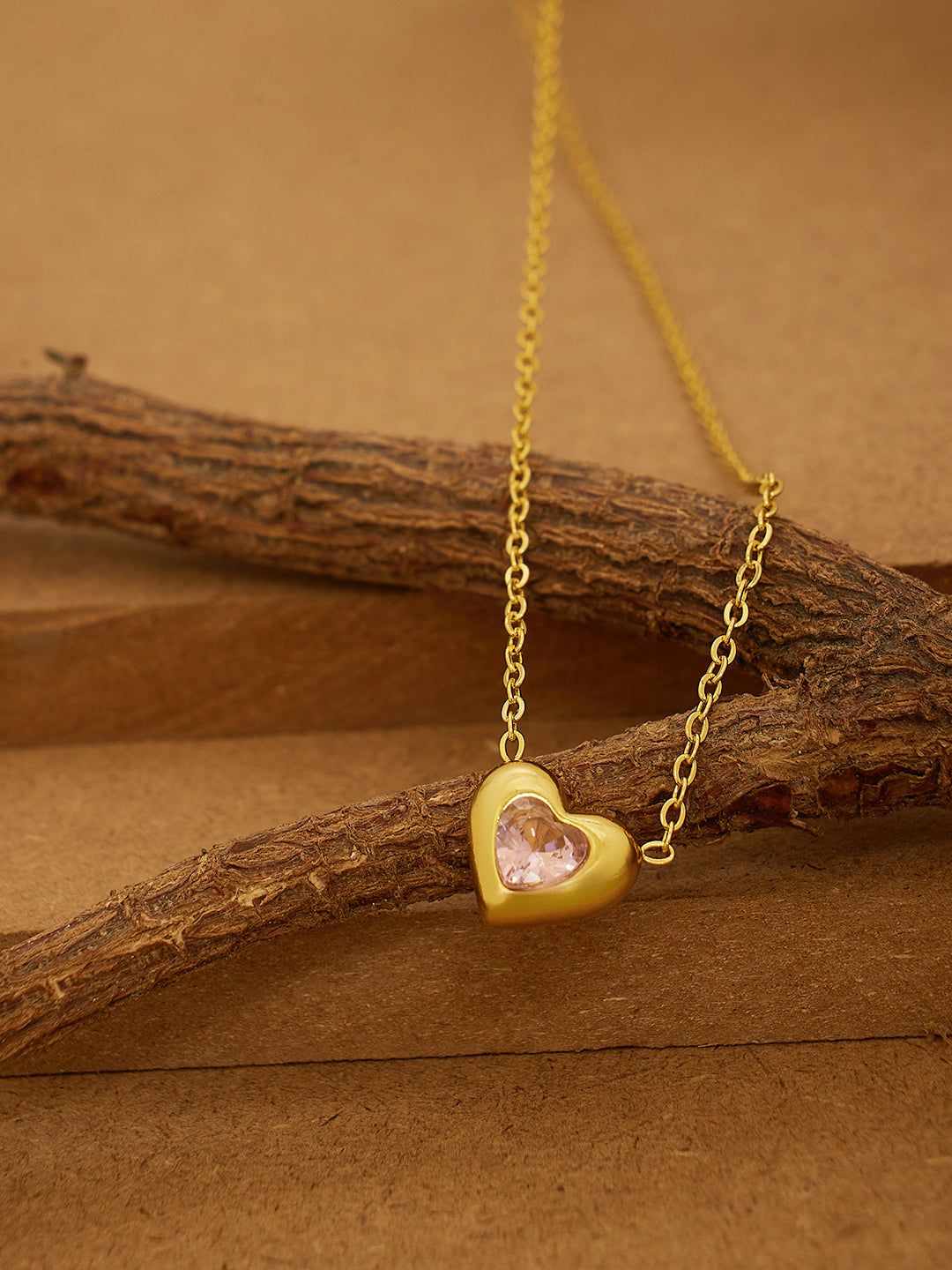 Zirconia Studded Heart Necklace