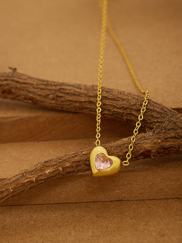 Zirconia Studded Heart Necklace