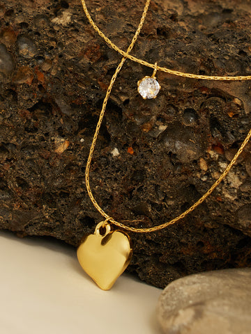 Gold Plated Heart Pendant Necklace