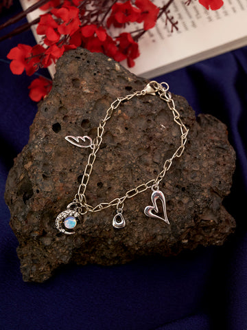 Rose Gold Plated Moon Charms link Stainless Steel Bracelet